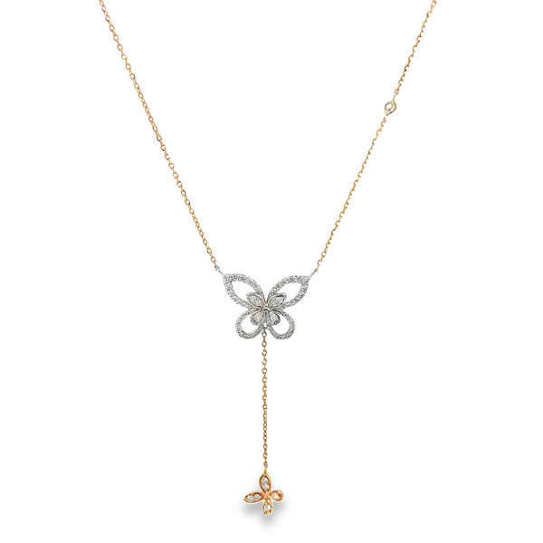 Diamond Butterfly Lariat Necklace