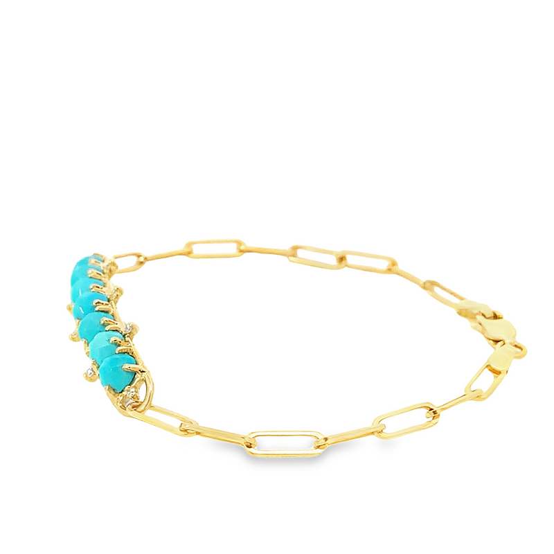 Turquoise and Diamond Bar Bracelet