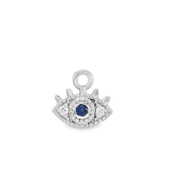 Petite Sapphire and Diamond Evil Eye Charm Necklace