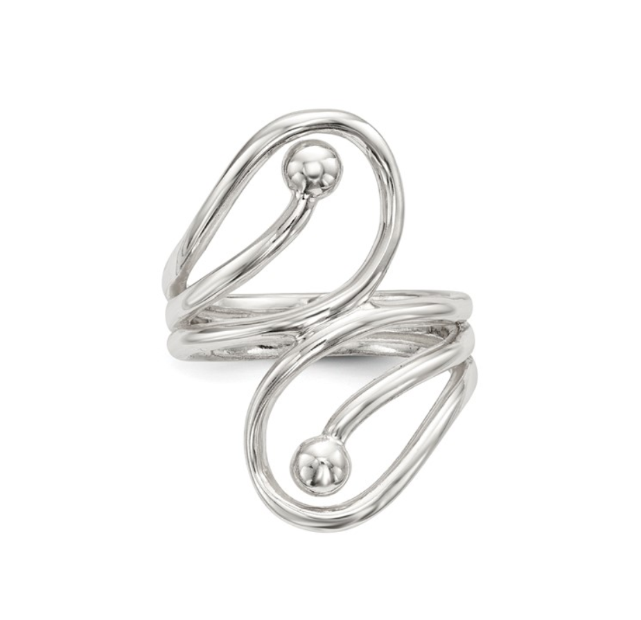 Sterling Silver Swirl Detail Point Ring