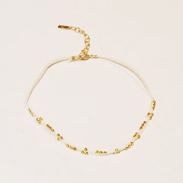 Gold-plated Beads White Braided Anklet