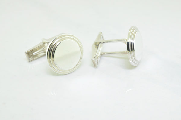 Engravable Sterling Silver Round Cufflinks - available on special order