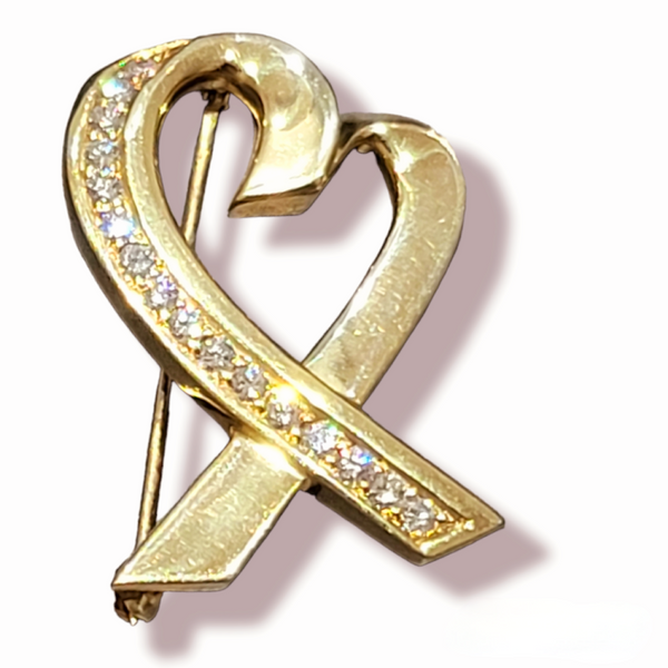 TIFFANY & CO - Paloma Picasso 18K Gold Diamond Heart Brooch