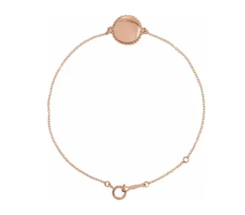 Gold Engravable Beaded Disc Bracelet - available on special order
