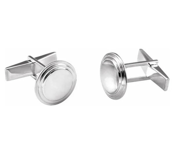 Engravable Sterling Silver Round Cufflinks - available on special order
