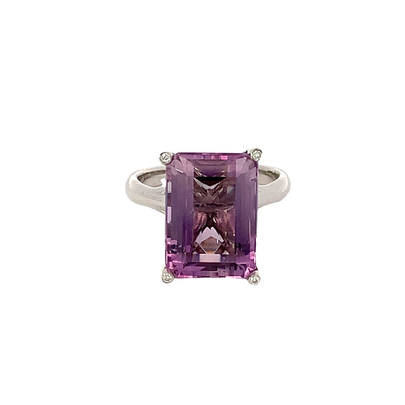 Rose de France Amethyst Diamond Accent Ring