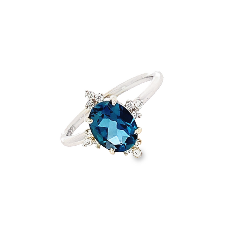 London Blue Topaz & Diamond Accent Ring - made to order