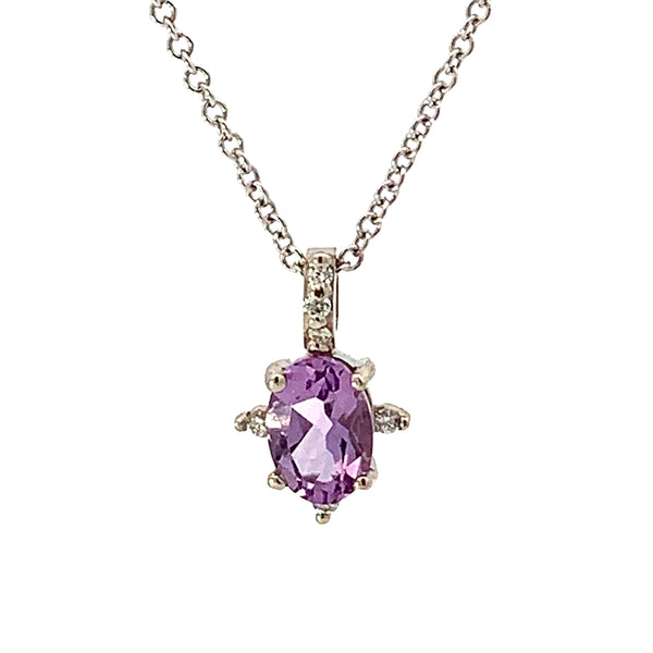 Rose de France Amethyst and Diamond Accent Necklace - made to order