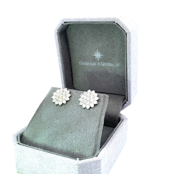 Diamond Cluster Flower Earrings - made to order