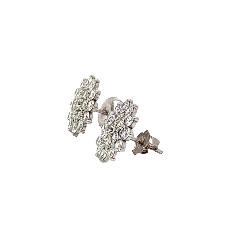 Diamond Cluster Flower Earrings