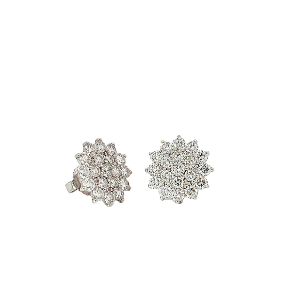 Diamond Cluster Flower Earrings