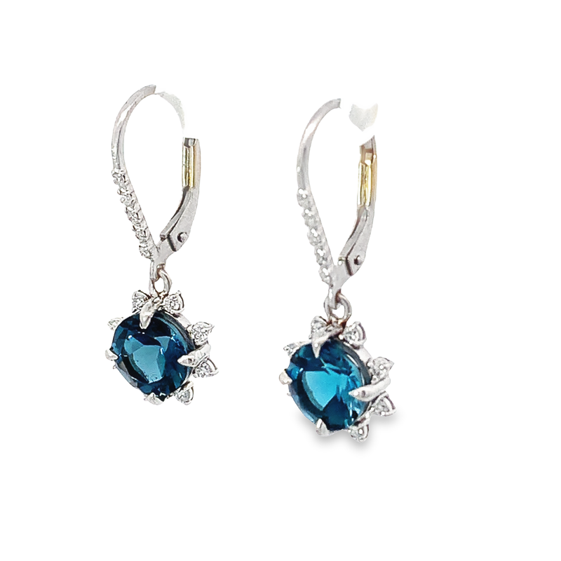 London Blue Topaz & Diamond Drop Earrings - made to order