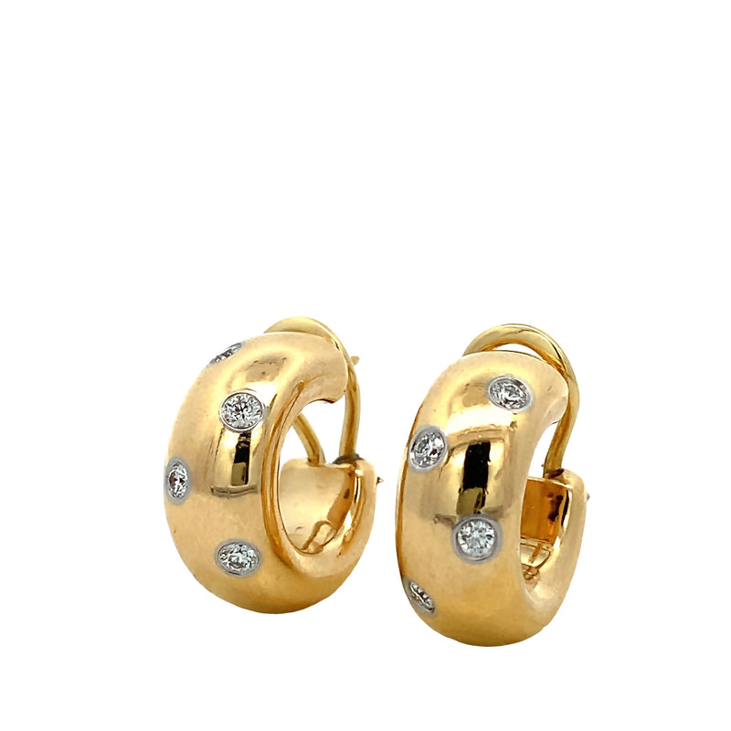 Tiffany & Co - 18K Gold and Platinum Etoile Hoop Earrings