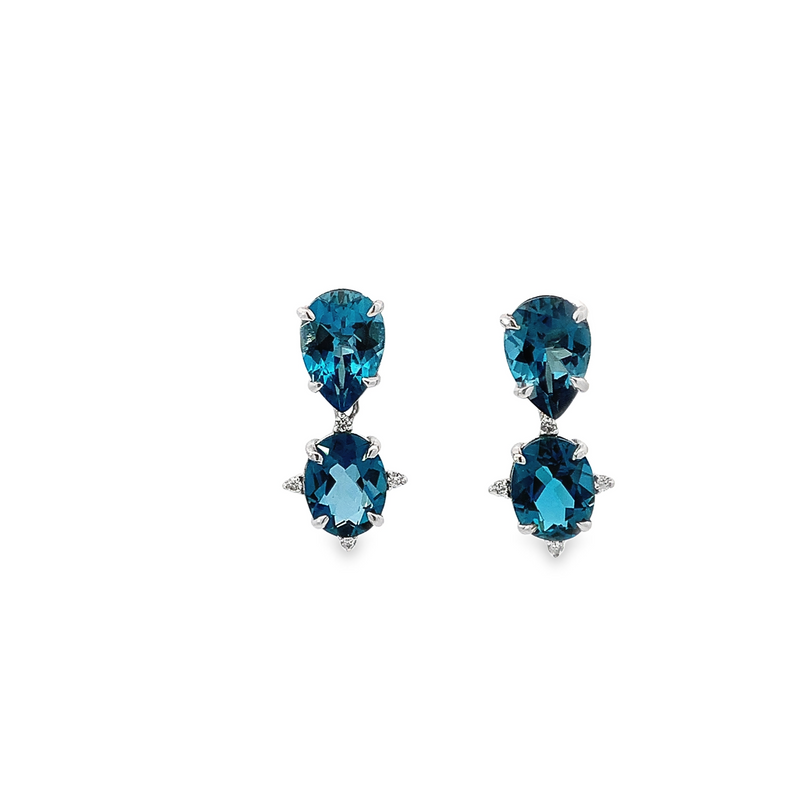 London Blue Topaz & Diamond Drop Earrings
