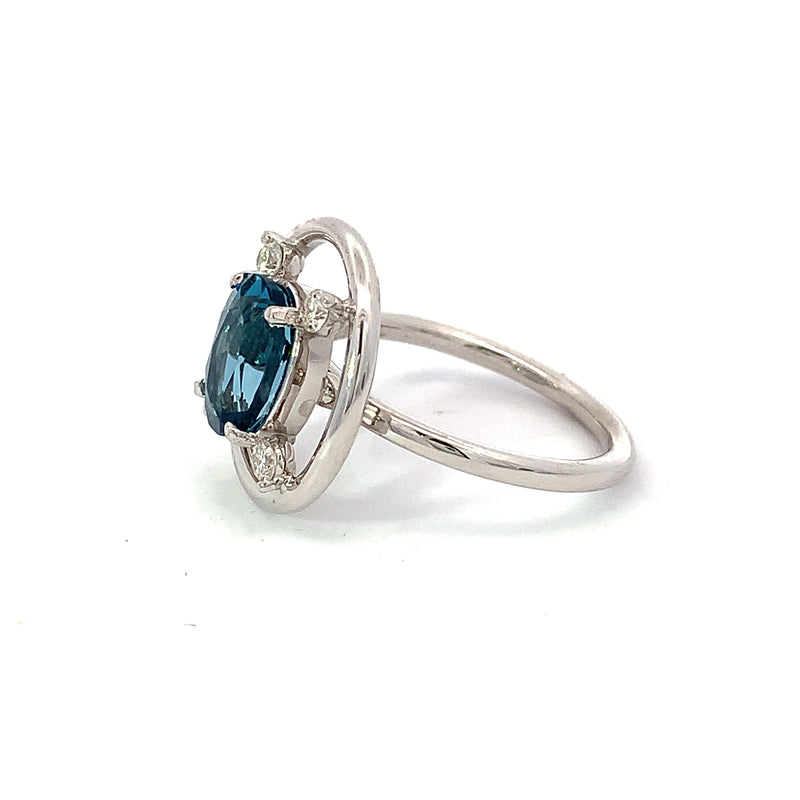 Oval London Blue Topaz and Diamond Circle Ring
