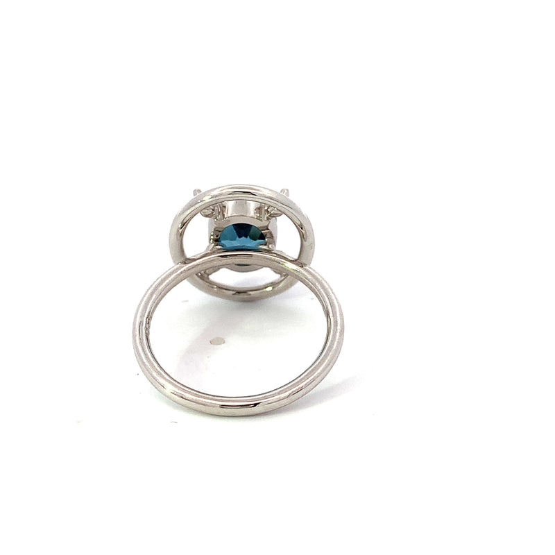 Oval London Blue Topaz and Diamond Circle Ring