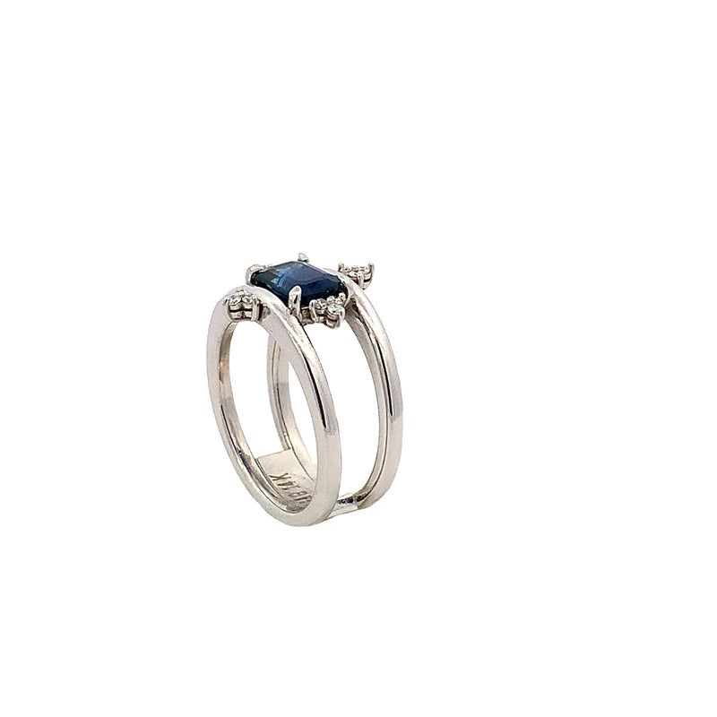 East-West Sapphire and Diamond Accents Ring