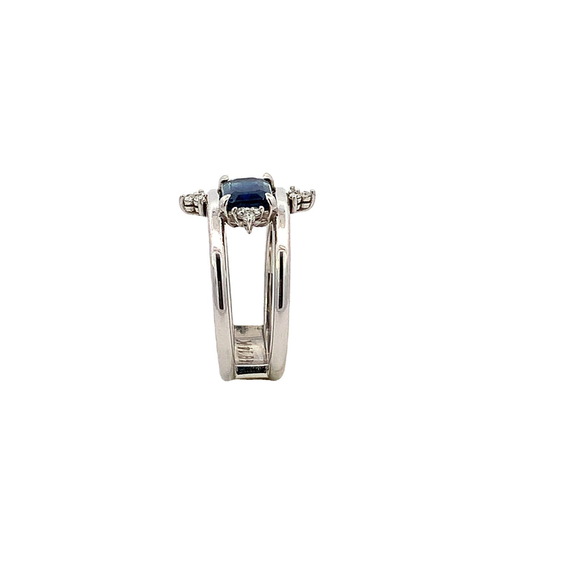 East-West Sapphire and Diamond Accents Ring