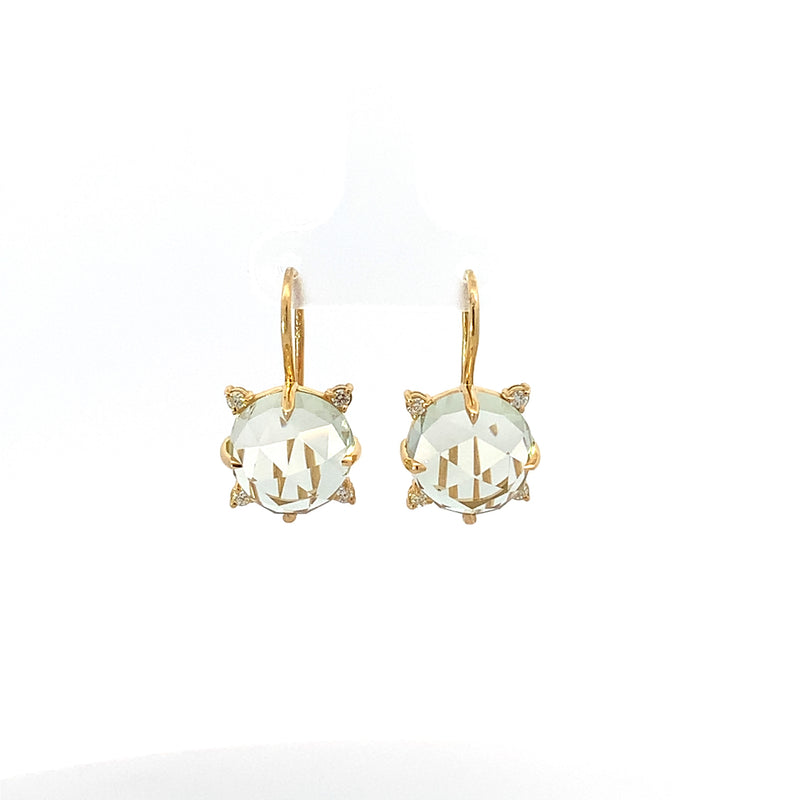 Prasiolite and Diamond Accent Drop Earrings