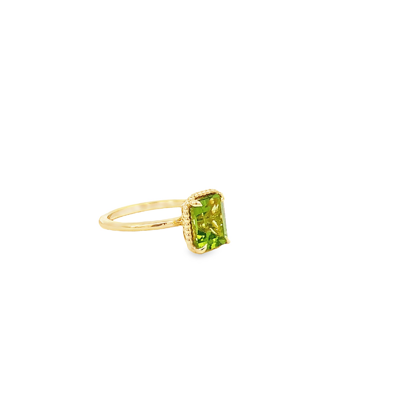 Emerald Cut Peridot Ring