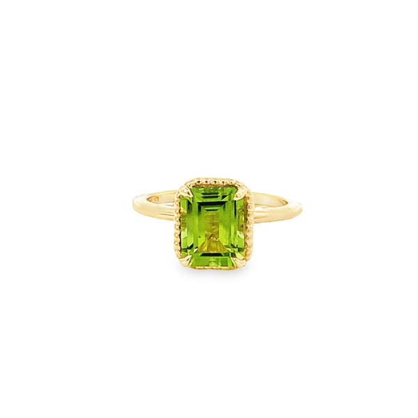 Emerald Cut Peridot Ring