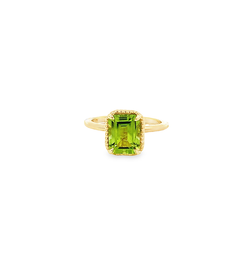 Emerald Cut Peridot Ring