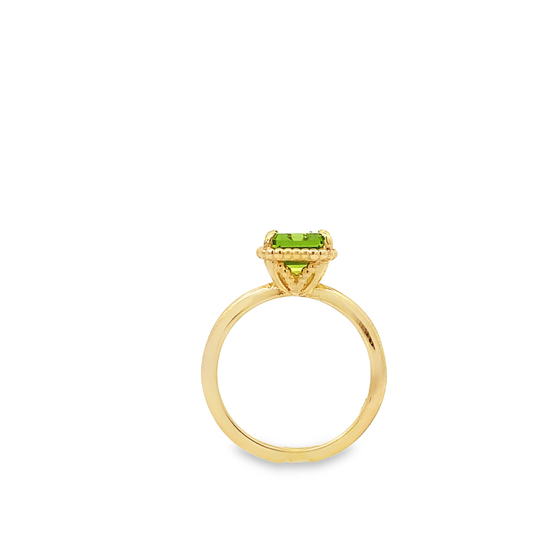 Emerald Cut Peridot Ring