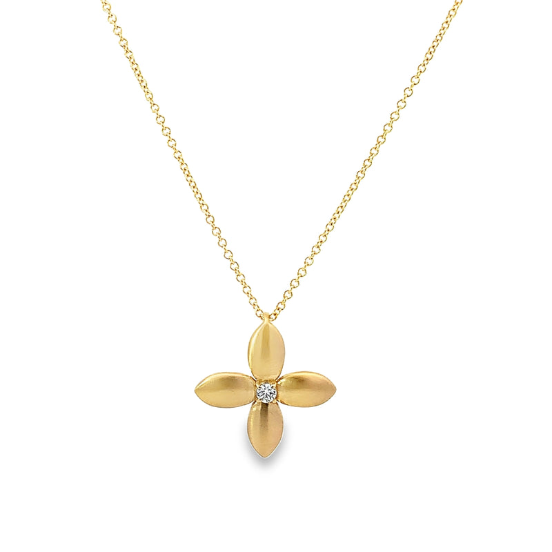 Petal Cross Diamond Accent Necklace