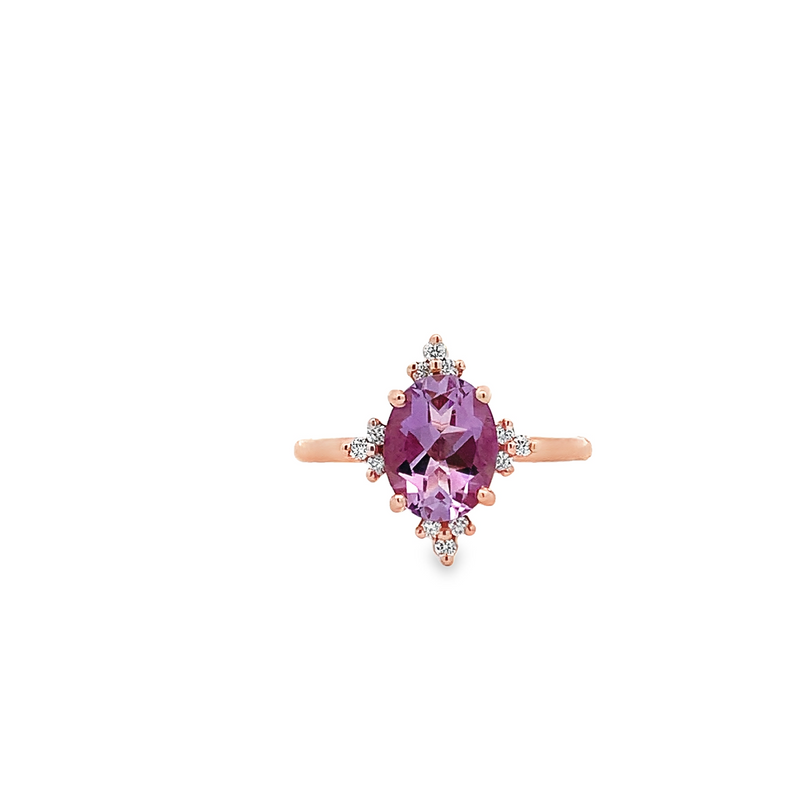 Rose de France Amethyst Diamond Accent Ring - made to order