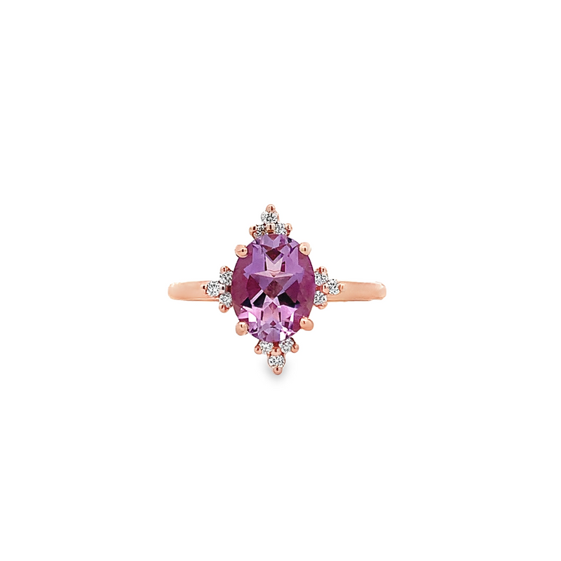 Rose de France Amethyst Diamond Accent Ring - made to order