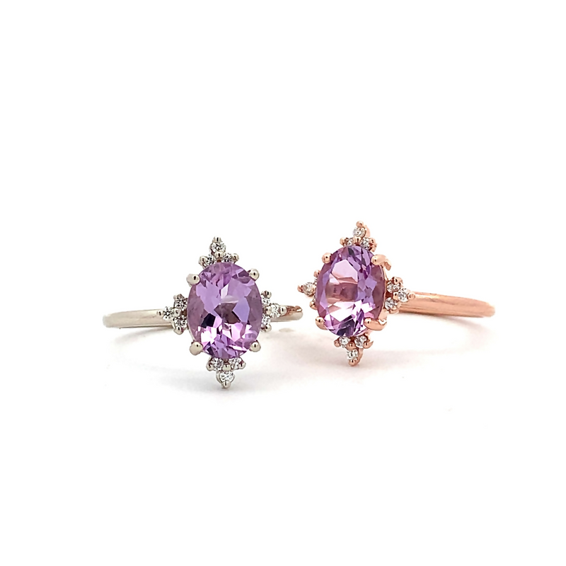 Rose de France Amethyst Diamond Accent Ring