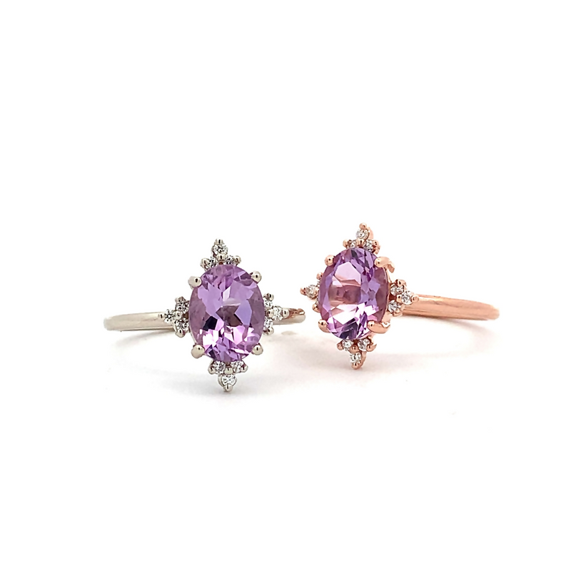 Rose de France Amethyst Diamond Accent Stud Earrings