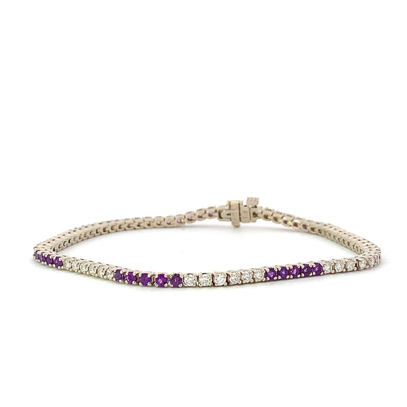 Diamond and Amethyst Line Bracelet - made to order