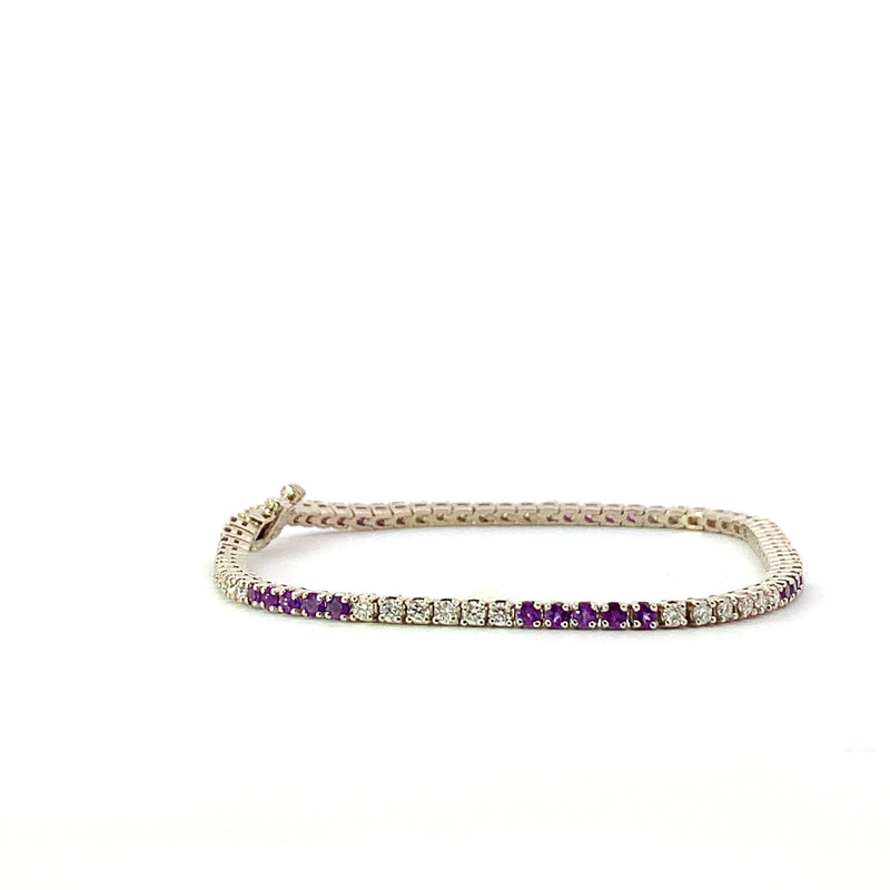 Diamond and Amethyst Line Bracelet - made to order