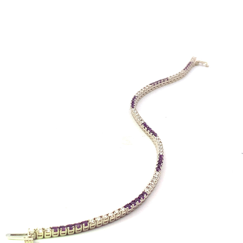 Diamond and Amethyst Line Bracelet - made to order