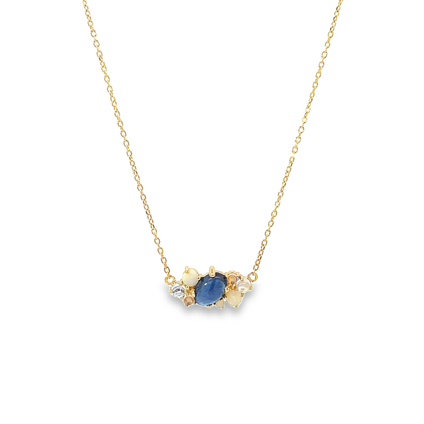 Cabochon Sapphire and Opal Cluster Necklace