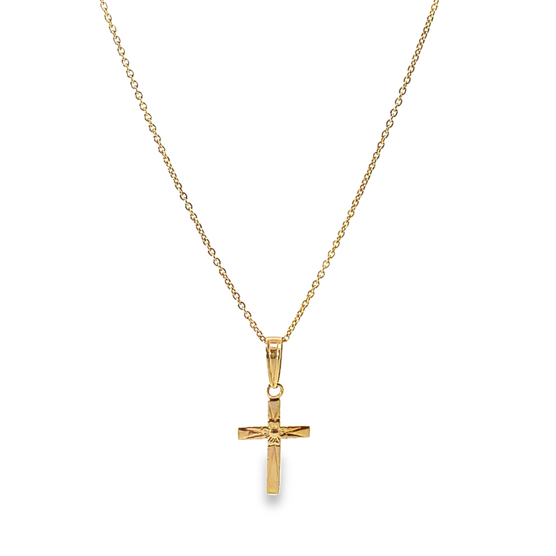 Petite Cross with Flower Necklace