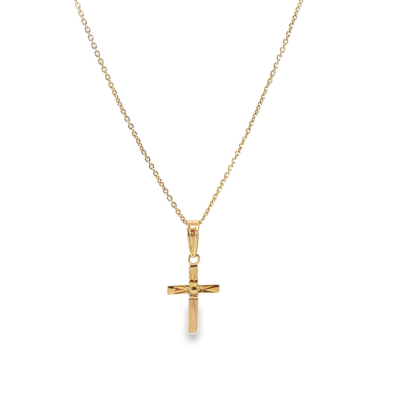 Petite Cross with Flower Necklace