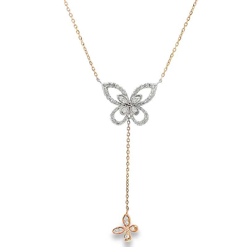Diamond Butterfly Lariat Necklace