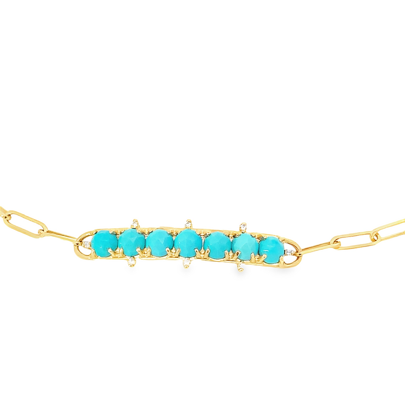 Turquoise and Diamond Bar Bracelet