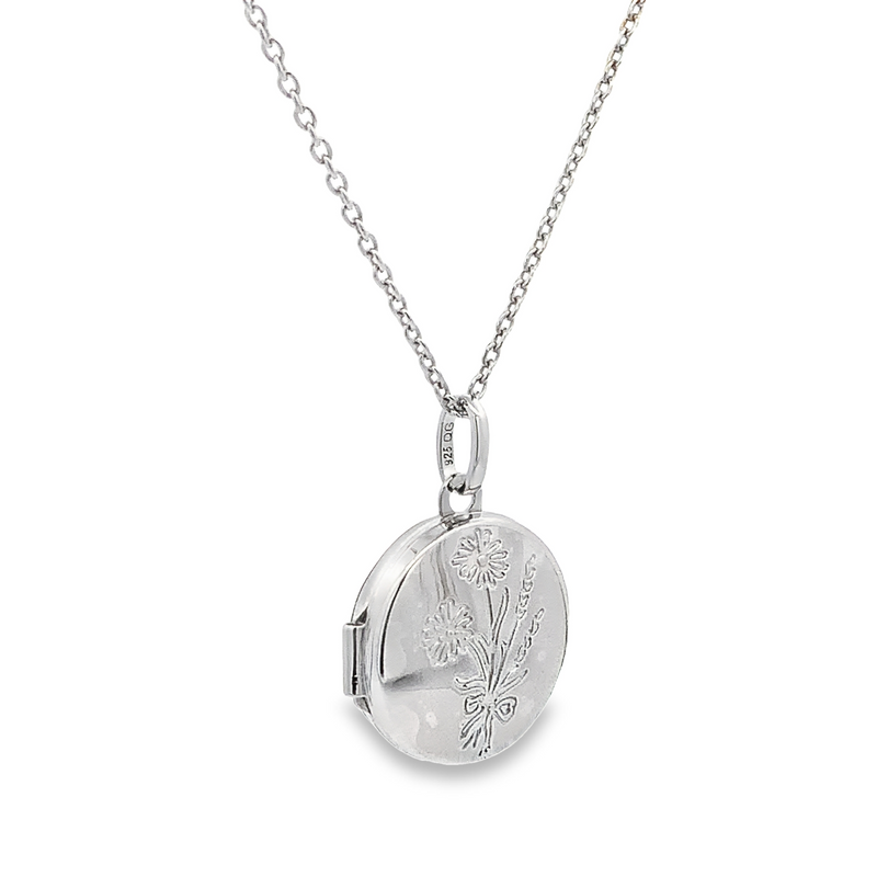Sterling Silver Floral Granddaughter Locket Necklace