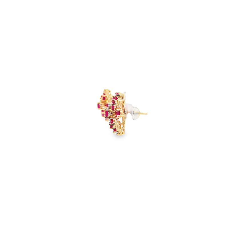 Ruby and Diamond Cluster Earrings