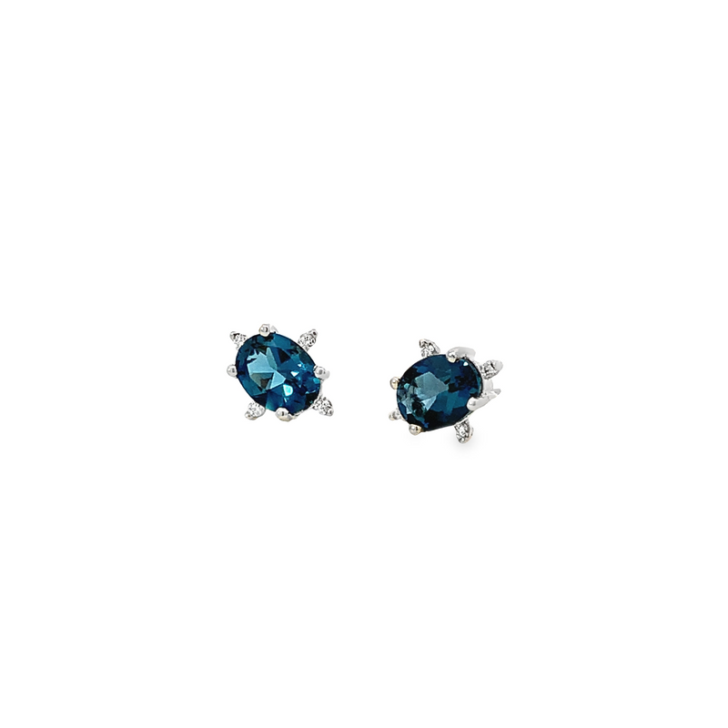 London Blue Topaz Diamond Accent Stud Earrings