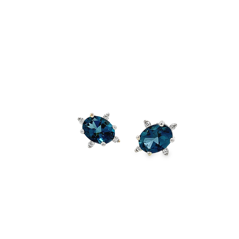 London Blue Topaz Diamond Accent Stud Earrings