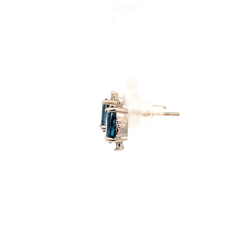 London Blue Topaz Diamond Accent Stud Earrings