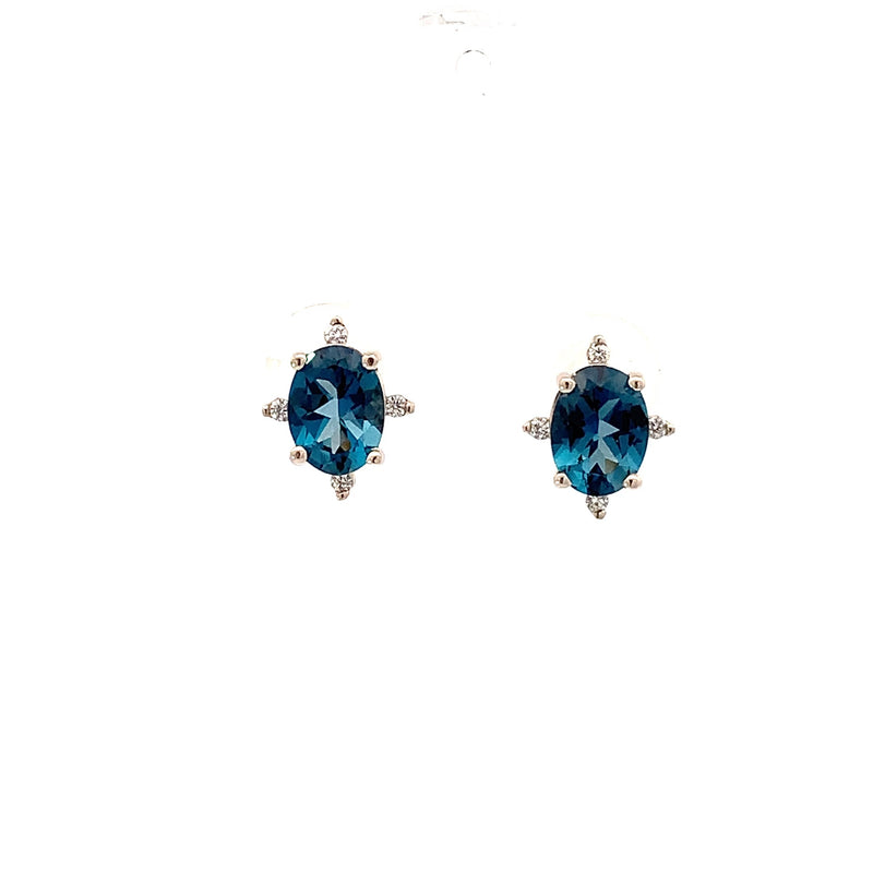 London Blue Topaz Diamond Accent Stud Earrings