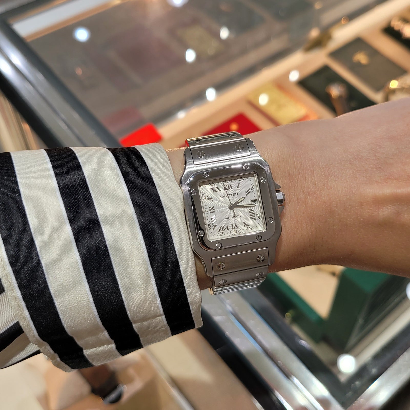 CARTIER Santos de Cartier Galbée Silver Roman Numerals 29mm