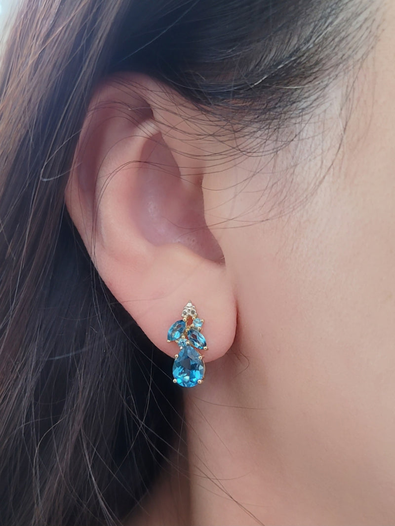 Multi Blue Topaz Earrings