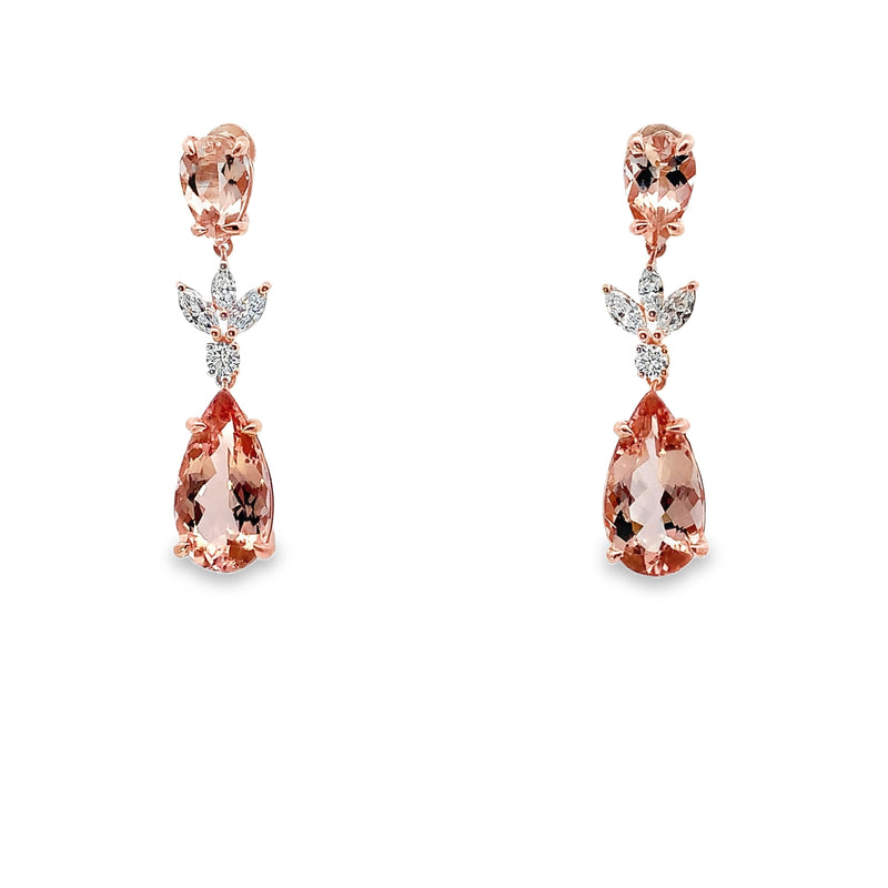 Morganite and Diamond Drop Earrings