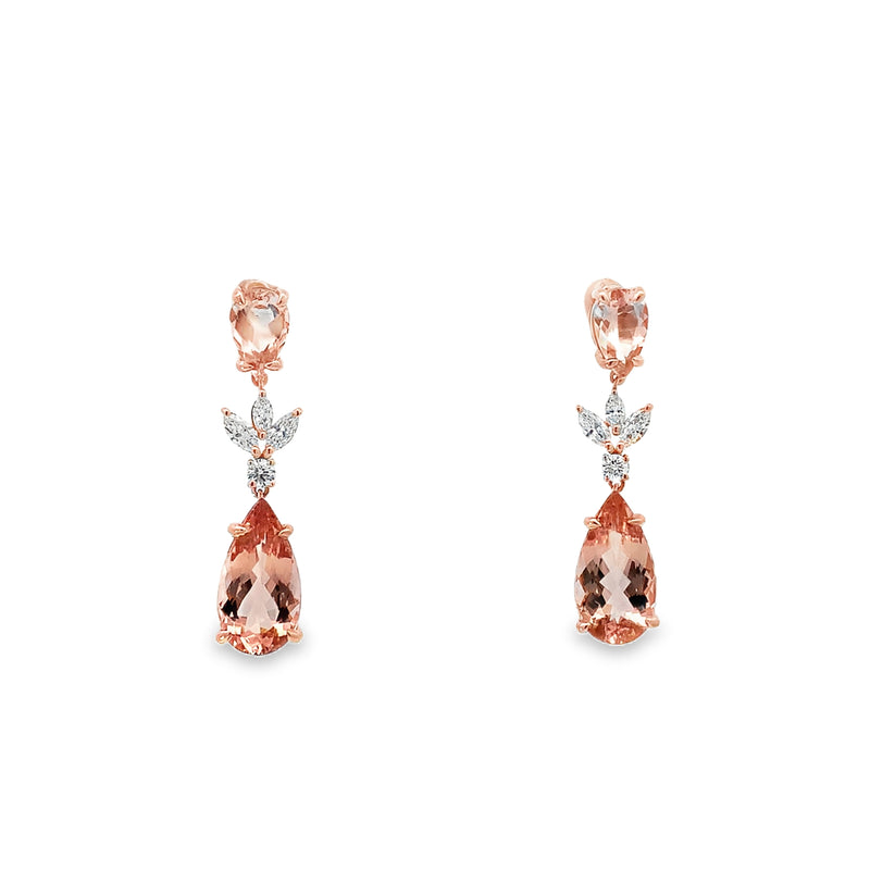 Morganite and Diamond Drop Earrings